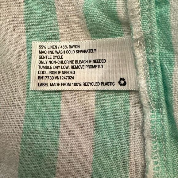 Stoney Clover Lane x Target Linen Blend Green White Striped Crop Top Large NEW - Picture 4 of 5